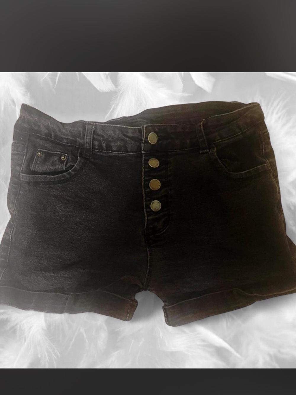 Y2K SHEIN Black High-Waist Button-Front Denim Shorts